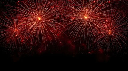 Red and Gold Fireworks Celebration Background with Copy Space