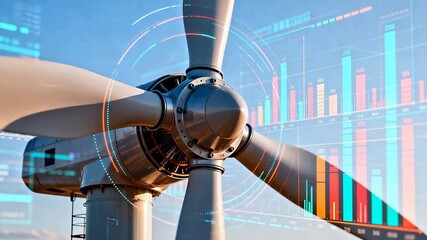 Wind turbine with digital data overlay - Powered by Adobe