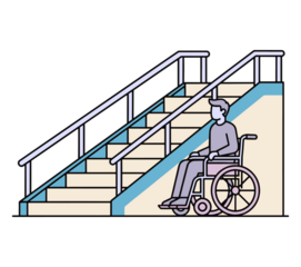 Accessibility Challenges: Wheelchair User Facing Stairs and Disability Signage