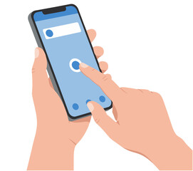 Fototapeta premium Mobile App Interaction: Hands Using Smartphone Touchscreen Interface Concept