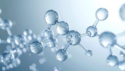 Close-up of translucent molecular structures against a blurred background