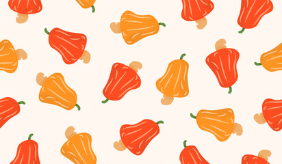 Cashew fruits pattern background vector design