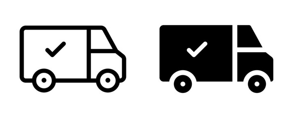 Secure delivery truck icon. Delivery truck icon. Cargo shipping truck symbol