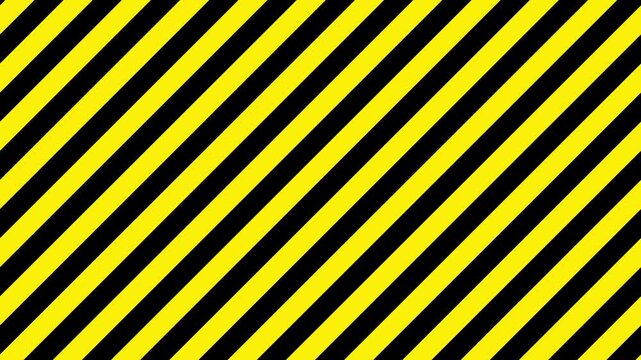 黄色と黒の警告色の斜めなストライプ背景。危険やエラーを警告する縞模様。シームレスなパターン壁紙のループするアニメーション素材