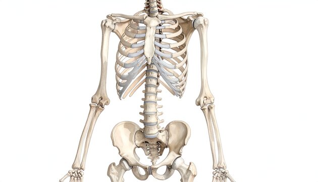 Anatomical illustration of the human torso skeletal structure