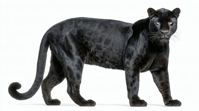 Black Leopard White Background Closeup
