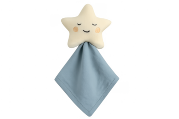 Plush star baby comforter toy with blue fabric