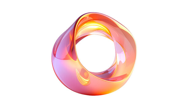 Rendered, glossy, abstract mobius strip with colorful gradient on black