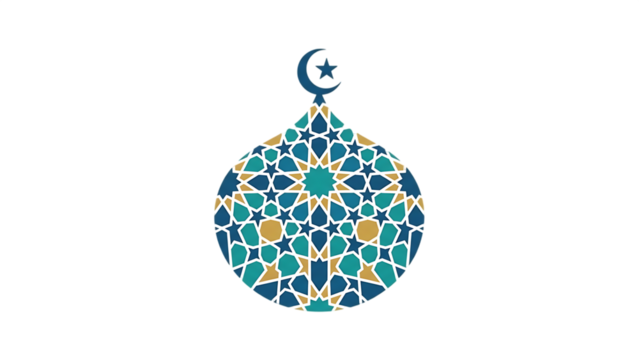 Blue and gold islamic geometric pattern with crescent moon and star isolated on a transparent background - Powered by Adobe