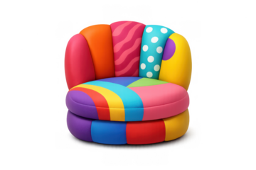 Colorful modern accent chair design with bold patterns for interior decoration