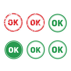 OK Approval Stamp Icons Set &ndash; Verified Acceptance Marks for Quality Control & Validation Design