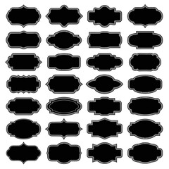 Decorative Label Shapes Icon Set &ndash; Vintage Badge Frames for Packaging, Branding & Design