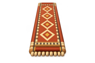 Geometric patterned runner rug design with vibrant colors for home decoration