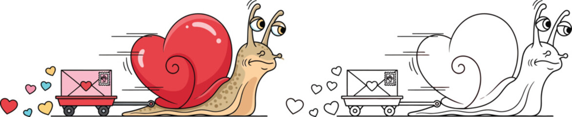 Speeding Snail Delivering a Love Letter Humorous Valentines Day Message of Slow but Sure Affection © Snehashish Pritom