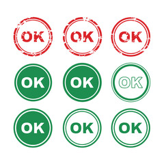OK Approval Stamp Icons Set &ndash; Verified Acceptance Marks for Quality Control & Validation Design