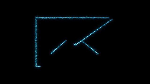 Glowing neon blue color message icon animation on transparent background. neon Mail envelope, incoming mail
