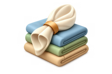 Elegant cartoon folded napkins with napkin ring for table setting and decor