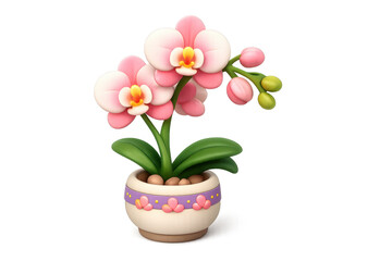 Obraz premium Elegant orchid floral icon illustration for decorative design elements