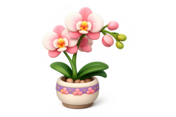Elegant orchid floral icon illustration for decorative design elements