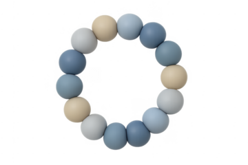Pastel colored spherical beads forming a round shape