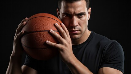 Intense Basketball Player Portrait Athlete Sports Intensity. Concept featuring basketball, athlete, sports, portrait, intensity.