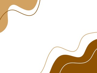 Abstract Organic Brown Wave Background. Minimalist Fluid Line and Shape Border. Modern Boho Aesthetic Corner Frame