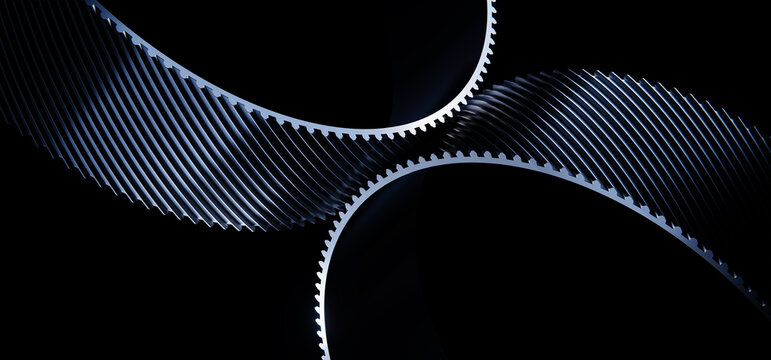  3D Abstract Technology Background with Black Helios Gears, 3d render