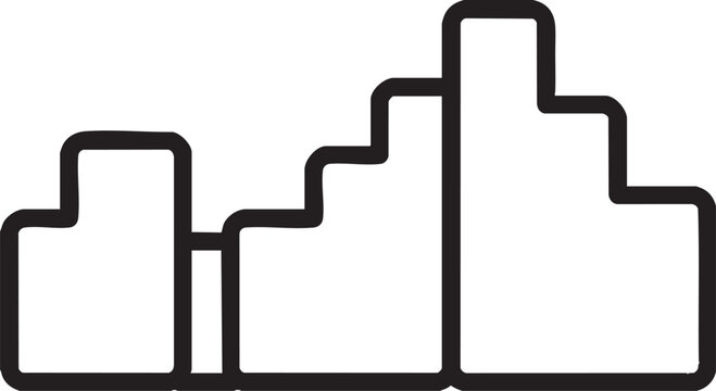 Abstract stepped geometric shapes with rounded corners in black and white pattern simple