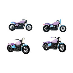 Vintage Chopper Motorcycle Vector with Retro Custom Bike Concept