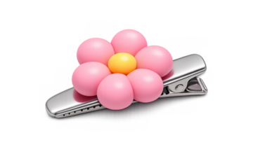 Floral hair clip with pink and yellow flower design for fashion accessories or gift ideas