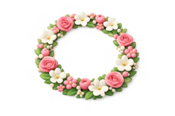 Elegant flower crown wreath with rose and leaf elements for floral design or spring celebration