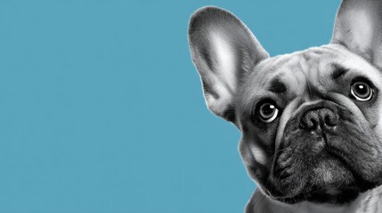 Friendly Pet Portrait for Subscription Services Showcasing a Dog in a Blue Background, Designed for Pet Owners and Businesses Seeking Pet Care Solutions