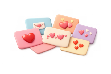 Romantic love notes with cute hearts for valentine's day decoration or greeting card design