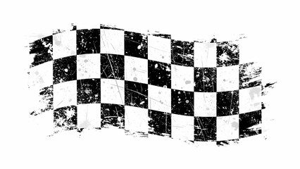 Race flag energetically flaps with grunge design texture
