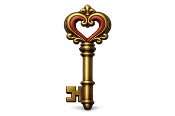 Elegant ornate heart key design for decorative use and romantic themes