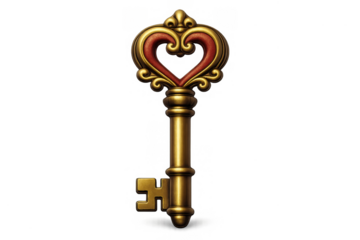 Elegant ornate heart key design for decorative use and romantic themes