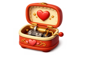 Romantic music box with heart decorations for valentine's gift or anniversary decor
