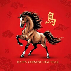 Dynamic horse celebrating chinese new year