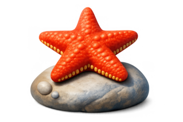 Vibrant starfish resting on rock - nature inspired illustration for coastal decor and design