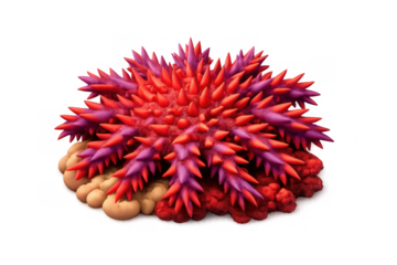Detailed illustration of crown of thorns starfish on reef - marine life concept for educational and creative design