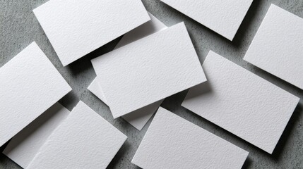 Two blank business cards on a neutral grey background for corporate branding, professional stationery presentation, and creative office identity design