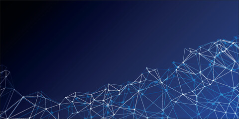 Abstract digital background of points and lines. Glowing black plexus. Big data. Network or connection. Abstract technology science background.