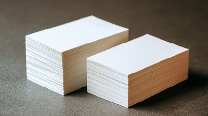 Stack of modern business cards on a clean surface, showcasing professional branding and corporate identity template for marketing, design, and office presentation
