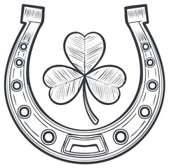 Lucky horseshoe with shamrock illustration for Saint Patrick's Day celebration