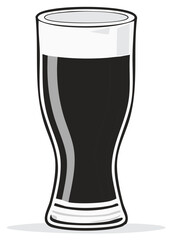 Stylized illustration of a tall glass of dark beer with white foam, perfect for pub or brewery branding.
