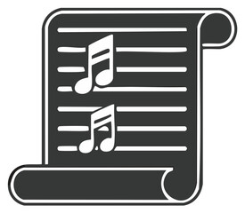 Musical Note Sheet: Scroll with Notes on Lines for Harmony and Melody in Vintage Style