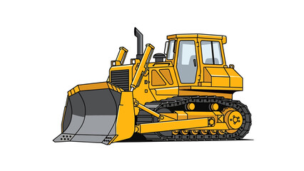 Yellow Bulldozer on White Background