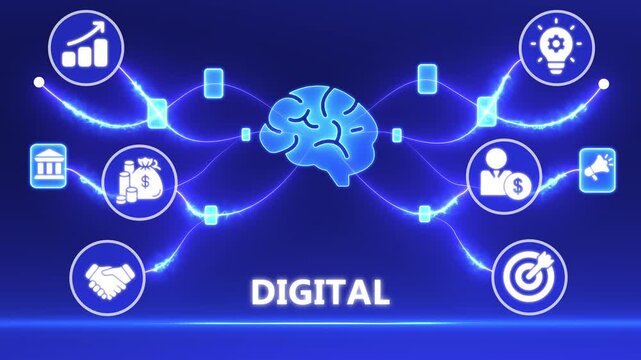 Global Digital Transformation and Virtual Technology Network Interface Animation