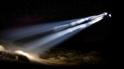 thrust. Dramatic night scene of a rocket launch, illuminated by glowing exhaust against a starry sky. STEM education sheets, lab safety posters, designed for biotech research communications.