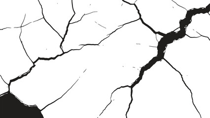 Black cracks on a white surface